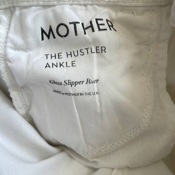 Mother Denim Hustler Ankle, Glass Slipper Racer White Stretch Size 24 - Picture 8 of 9